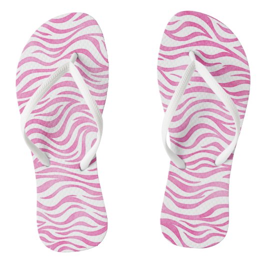 Hot Pink Wasserfarbe Zebra Print Badesandalen (Fußbett)
