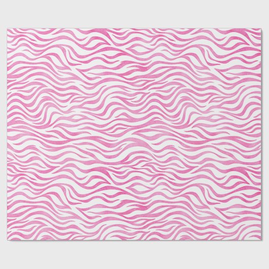Hot Pink Wasserfarbe Zebra Print Geschenkpapier (Flach)