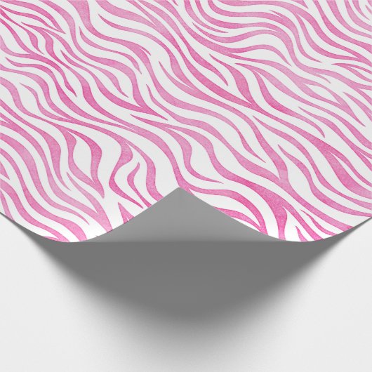 Hot Pink Wasserfarbe Zebra Print Geschenkpapier (Ecke)