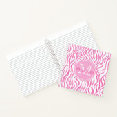 Hot Pink Wasserfarbe Zebra Print | Monogramm Notizblock (Innenseite)