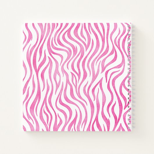 Hot Pink Wasserfarbe Zebra Print | Monogramm Notizblock (Rückseite)
