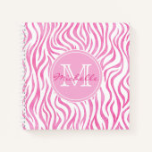 Hot Pink Wasserfarbe Zebra Print | Monogramm Notizblock (Vorderseite)