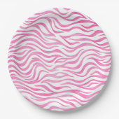 Hot Pink Wasserfarbe Zebra Print Pappteller (Vorderseite)