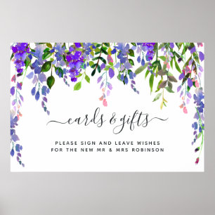 Hot-Pink-Wasserfarben-Blumenkarten- und Geschenke- Poster