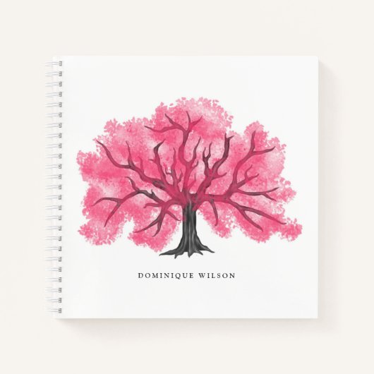 Hot Pink Wasserfarben Kirschblossom Tree Notizblock (Vorderseite)