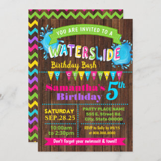 Hot Pink Wasserrutsche Geburtstag Sommerpause Part Einladung