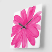 Hot Pink Watercolor-Blume Quadratische Wanduhr (Winkel)
