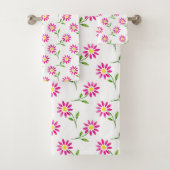 Hot Pink Watercolor Daisy Muster Badhandtuch Set (Insitu)