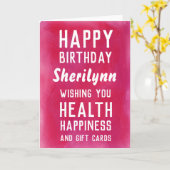 Hot Pink Watercolor Funny Birthday Karte (Gelbe Blume)