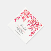 Hot Pink Watercolor Vines Wedding Serviette (Ecke)