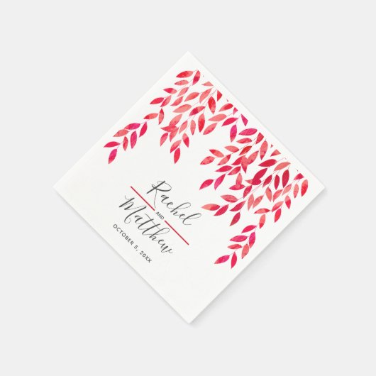 Hot Pink Watercolor Vines Wedding Serviette (Ecke)