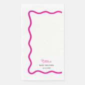 Hot Pink Wave Frame Guest Towel Paper Napkin Serviette (Vorderseite)
