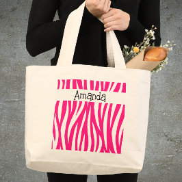 Hot Pink Wavy Animal Print Tote Jumbo Stoffbeutel