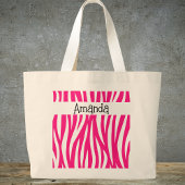 Hot Pink Wavy Animal Print Tote Jumbo Stoffbeutel