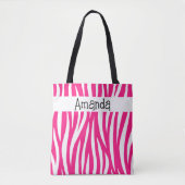 Hot Pink Wavy Animal Print Tote Tasche (Vorderseite)
