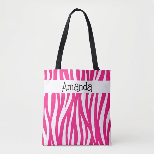 Hot Pink Wavy Animal Print Tote Tasche (Vorderseite)