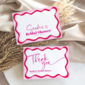 Hot Pink Wavy Border Brautparty Vielen Dank Dankeskarte