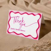 Hot Pink Wavy Border Brautparty Vielen Dank Dankeskarte