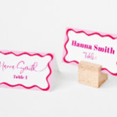 Hot Pink Wavy Border Bridal Name Sitzplatz Platzkarte