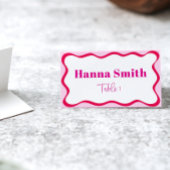 Hot Pink Wavy Border Bridal Name Sitzplatz Platzkarte