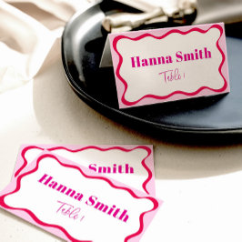 Hot Pink Wavy Border Bridal Name Sitzplatz Platzkarte