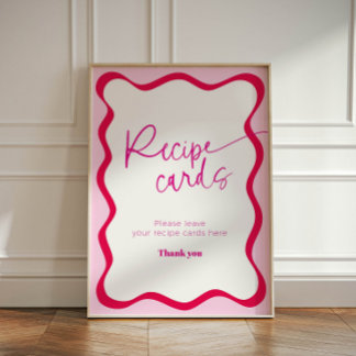 Hot Pink Wavy Border Farbenfrohe moderne Rezeption Sockelschild