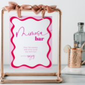 Hot Pink Wavy Border Mimosa Bar Cocktail Drinks Sockelschild