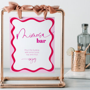 Hot Pink Wavy Border Mimosa Bar Cocktail Drinks Sockelschild