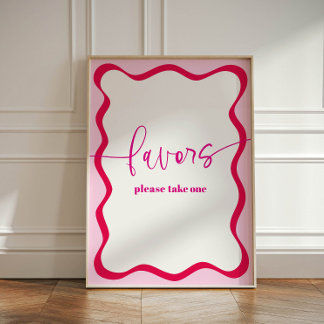 Hot Pink Wavy Border Nehmen Sie den Gefallen Farbe Sockelschild