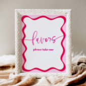 Hot Pink Wavy Border Nehmen Sie den Gefallen Farbe Sockelschild