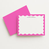 Hot Pink Wavy Frame Note Card Einladung