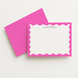 Hot Pink Wavy Frame Note Card Einladung