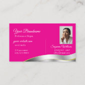 Hot Pink Wavy Silver Deco mit Foto-Klasse Visitenkarte (Rückseite)