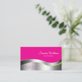Hot Pink Wavy Silver Deco mit Foto-Klasse Visitenkarte (Stehend Vorderseite)