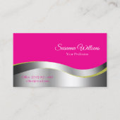 Hot Pink Wavy Silver Deco mit Foto-Klasse Visitenkarte (Vorderseite)