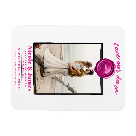 Hot-Pink-Wax-Siegel-Hochzeitsszenario Speichern Si Magnet (Horizontal)