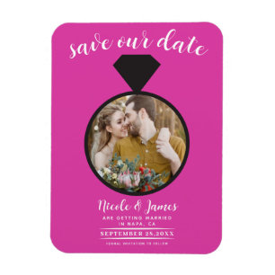 Hot Pink Wedding Ring Foto Save the Date Magnet