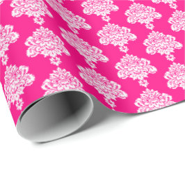 Hot Pink | Weißes Damaskop-Papier Geschenkpapier