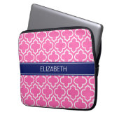 Hot PInk Welches marokkanische Monogramm für Navy  Laptopschutzhülle (Vorderseite Links)