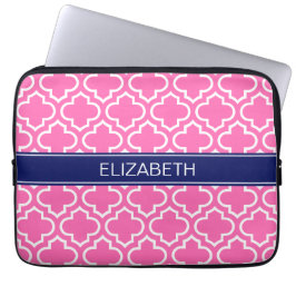 Hot PInk Welches marokkanische Monogramm für Navy  Laptopschutzhülle