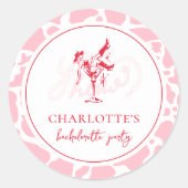 Hot Pink Western Junggeselinnen-Abschied Runder Aufkleber (Vorderseite)