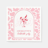 Hot Pink Western Junggeselinnen-Abschied Serviette (Vorderseite)