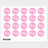 Hot-Pink-Whi-3-Monogramm-Dot-DIY-BG Runder Aufkleber (Blatt)