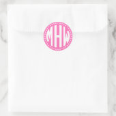Hot-Pink-Whi-3-Monogramm-Dot-DIY-BG Runder Aufkleber (Tasche)