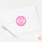 Hot-Pink-Whi-3-Monogramm-Dot-DIY-BG Runder Aufkleber (Umschlag)
