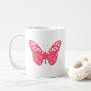 Hot Pink Whimsical Butterfly Persönliche Umarmung Kaffeetasse