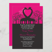 Hot Pink Whimsical Giraffe 12x18 Wedding Einladung (Vorne/Hinten)