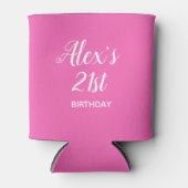 Hot Pink White 21. Geburtstag Name Foto Dosenkühler (Vorderseite)