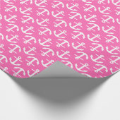 Hot Pink White Anchors 2Dir Muster Geschenkpapier (Ecke)