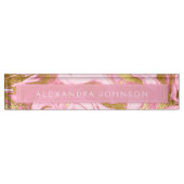 Hot Pink, White and Gold Foil Moderner Marmor Namensplakette (Vorderseite)